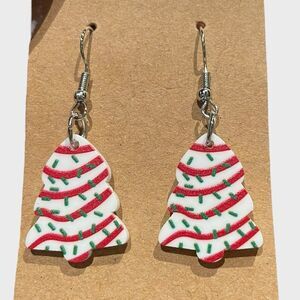 Little Debbie Christmas Tree Cake Dangle Earrings Holiday NWT